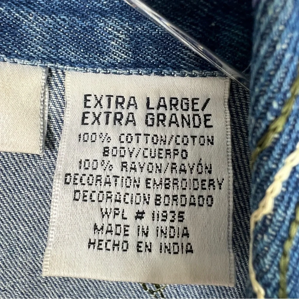 VINTAGE UNITS Blue Denim Embroidered Jacket Size XL - Picture 10 of 11